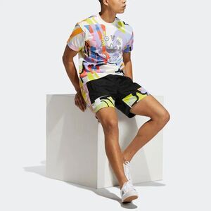 NWT Adidas Originals Mens Shorts SMALL S Love Unites Woven  H43974 Black Multi